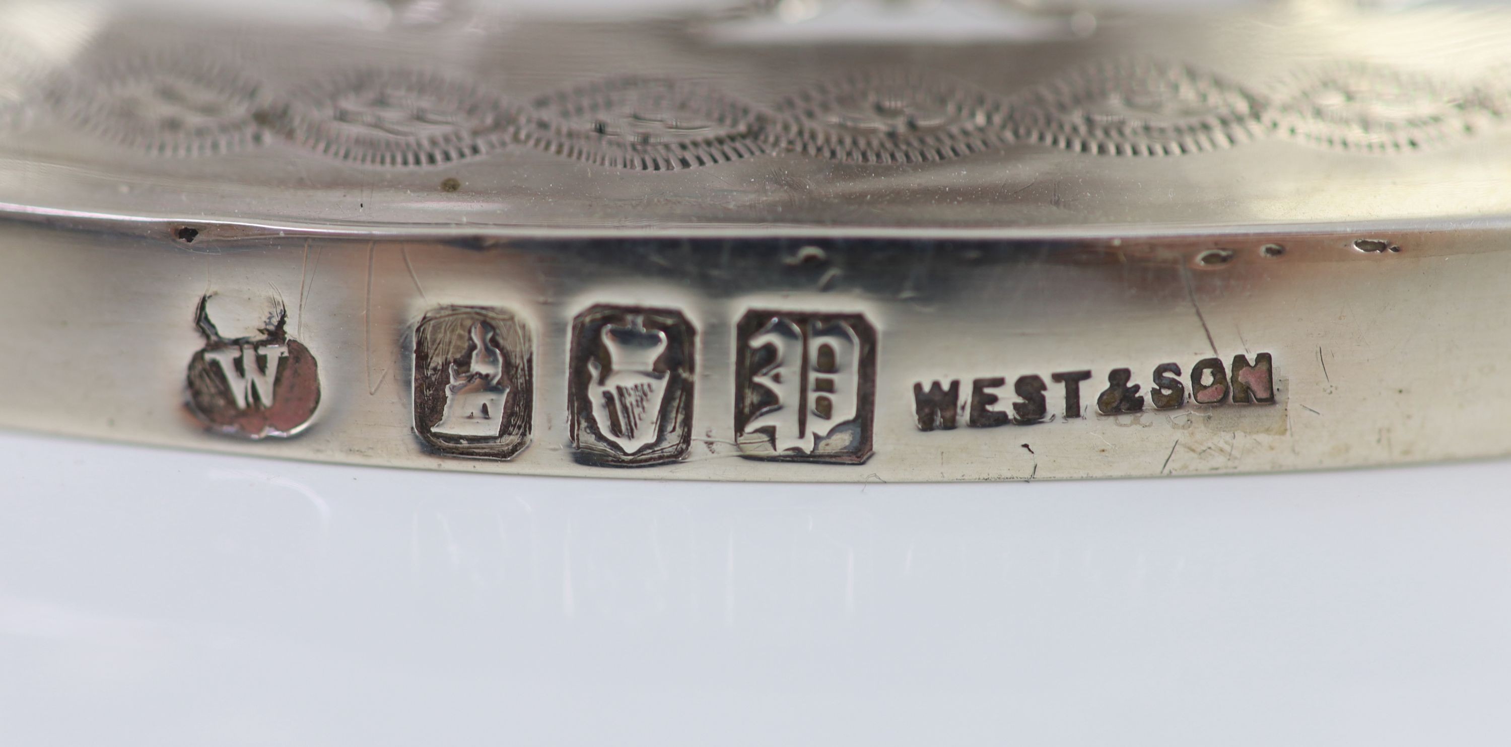 A George V Irish pierced silver dish ring, by West & Son